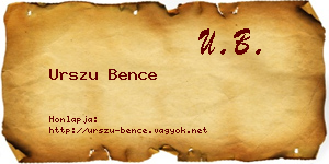 Urszu Bence névjegykártya